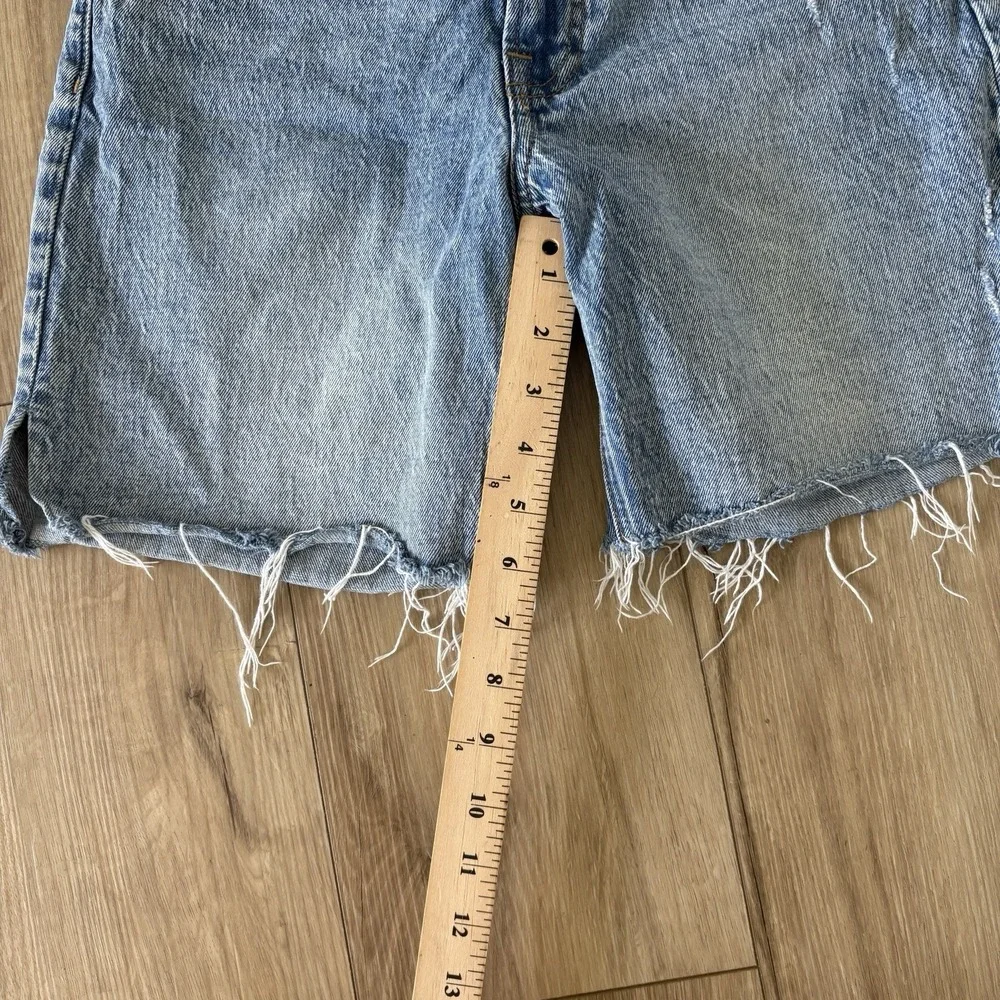 Abercrombie High Rise Distressed Cut Off  Raw Hem Denim Shorts Size 2 26 - Picture 6 of 7